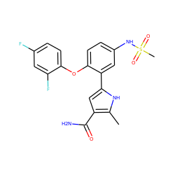 Cc1[nH]c(-c2cc(NS(C)(=O)=O)ccc2Oc2ccc(F)cc2F)cc1C(N)=O ZINC001772602503