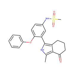 Cc1[nH]c(-c2cc(NS(C)(=O)=O)ccc2Oc2ccccc2)c2c1C(=O)CCC2 ZINC000205203582