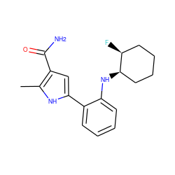 Cc1[nH]c(-c2ccccc2N[C@@H]2CCCC[C@@H]2F)cc1C(N)=O ZINC000220811524