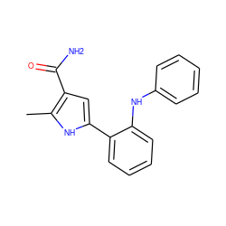 Cc1[nH]c(-c2ccccc2Nc2ccccc2)cc1C(N)=O ZINC000220811902