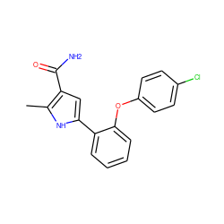 Cc1[nH]c(-c2ccccc2Oc2ccc(Cl)cc2)cc1C(N)=O ZINC000226085864