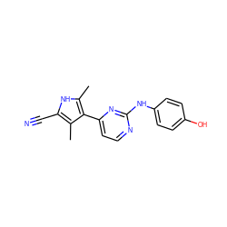 Cc1[nH]c(C#N)c(C)c1-c1ccnc(Nc2ccc(O)cc2)n1 ZINC000014945950