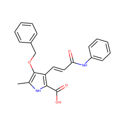 Cc1[nH]c(C(=O)O)c(/C=C/C(=O)Nc2ccccc2)c1OCc1ccccc1 ZINC000013778831