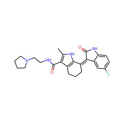 Cc1[nH]c2c(c1C(=O)NCCN1CCCC1)CCC/C2=C1/C(=O)Nc2ccc(F)cc21 ZINC000096284775