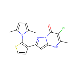 Cc1[nH]c2cc(-c3ccsc3-n3c(C)ccc3C)nn2c(=O)c1Cl ZINC000008580428