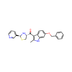 Cc1[nH]c2cc(OCc3ccccc3)ccc2c1C(=O)[C@@H]1CS[C@@H](c2cccnc2)N1 ZINC000013737514