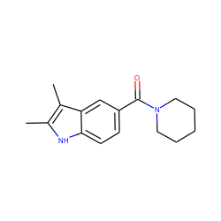 Cc1[nH]c2ccc(C(=O)N3CCCCC3)cc2c1C ZINC000000115363