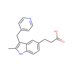 Cc1[nH]c2ccc(CCC(=O)O)cc2c1Cc1ccncc1 ZINC000026819432