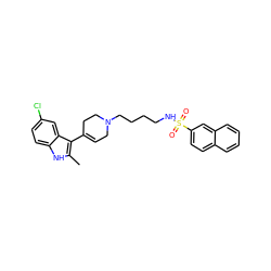 Cc1[nH]c2ccc(Cl)cc2c1C1=CCN(CCCCNS(=O)(=O)c2ccc3ccccc3c2)CC1 ZINC000114604078