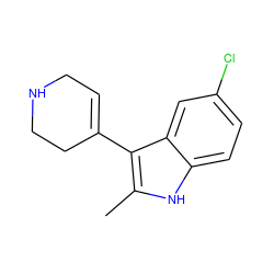 Cc1[nH]c2ccc(Cl)cc2c1C1=CCNCC1 ZINC000000009350