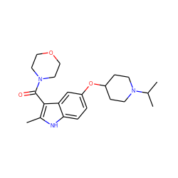 Cc1[nH]c2ccc(OC3CCN(C(C)C)CC3)cc2c1C(=O)N1CCOCC1 ZINC000040975348