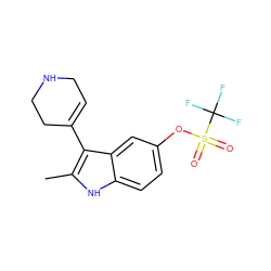 Cc1[nH]c2ccc(OS(=O)(=O)C(F)(F)F)cc2c1C1=CCNCC1 ZINC000096910225