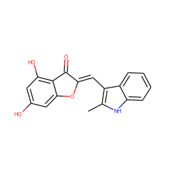 Cc1[nH]c2ccccc2c1/C=C1\Oc2cc(O)cc(O)c2C1=O ZINC000049070628