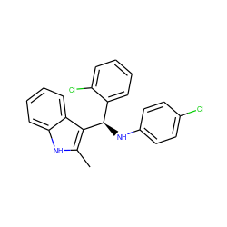 Cc1[nH]c2ccccc2c1[C@H](Nc1ccc(Cl)cc1)c1ccccc1Cl ZINC000084671678