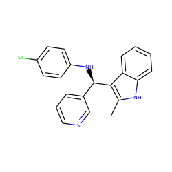 Cc1[nH]c2ccccc2c1[C@H](Nc1ccc(Cl)cc1)c1cccnc1 ZINC000001448708