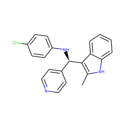 Cc1[nH]c2ccccc2c1[C@H](Nc1ccc(Cl)cc1)c1ccncc1 ZINC000000506019