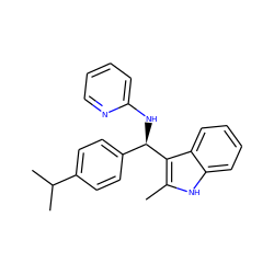 Cc1[nH]c2ccccc2c1[C@H](Nc1ccccn1)c1ccc(C(C)C)cc1 ZINC000019879350