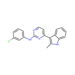 Cc1[nH]c2ccccc2c1-c1ccnc(Nc2cccc(Cl)c2)n1 ZINC000072109286