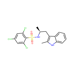 Cc1[nH]c2ccccc2c1C[C@H](C)NS(=O)(=O)c1c(Cl)cc(Cl)cc1Cl ZINC000028820768