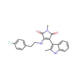 Cc1[nH]c2ccccc2c1C1=C(NCCc2ccc(F)cc2)C(=O)N(C)C1=O ZINC000059086693