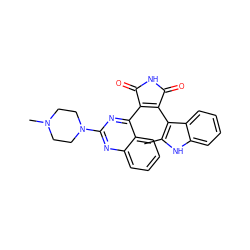 Cc1[nH]c2ccccc2c1C1=C(c2nc(N3CCN(C)CC3)nc3ccccc23)C(=O)NC1=O ZINC000095573503