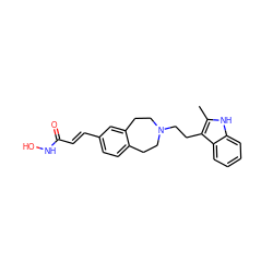 Cc1[nH]c2ccccc2c1CCN1CCc2ccc(/C=C/C(=O)NO)cc2CC1 ZINC000049124568