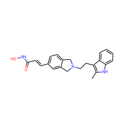 Cc1[nH]c2ccccc2c1CCN1Cc2ccc(/C=C/C(=O)NO)cc2C1 ZINC000049113449