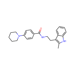 Cc1[nH]c2ccccc2c1CCNC(=O)c1ccc(N2CCCCC2)cc1 ZINC000169351855