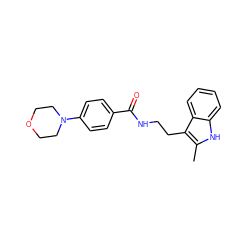 Cc1[nH]c2ccccc2c1CCNC(=O)c1ccc(N2CCOCC2)cc1 ZINC000169351856