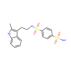 Cc1[nH]c2ccccc2c1CCNS(=O)(=O)c1ccc(S(N)(=O)=O)cc1 ZINC000001074982