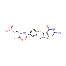 Cc1[nH]c2nc(N)[nH]c(=O)c2c1Sc1ccc(C(=O)N[C@@H](CCC(=O)O)C(=O)O)cc1 ZINC000013586662