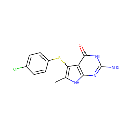 Cc1[nH]c2nc(N)[nH]c(=O)c2c1Sc1ccc(Cl)cc1 ZINC000013760107