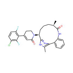 Cc1[nH]c2nc1-c1ccccc1NC(=O)[C@H](C)CCC[C@@H]2N1CCC(c2c(F)ccc(Cl)c2F)=CC1=O ZINC000220108805