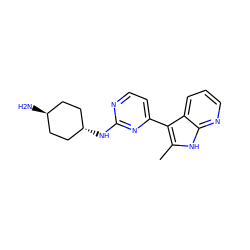 Cc1[nH]c2ncccc2c1-c1ccnc(N[C@H]2CC[C@H](N)CC2)n1 ZINC000253639826