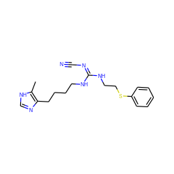 Cc1[nH]cnc1CCCCN/C(=N\C#N)NCCSc1ccccc1 ZINC000169327576