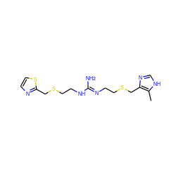 Cc1[nH]cnc1CSCC/N=C(\N)NCCSCc1nccs1 ZINC000029212408