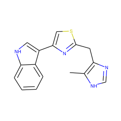 Cc1[nH]cnc1Cc1nc(-c2c[nH]c3ccccc23)cs1 ZINC000029339449