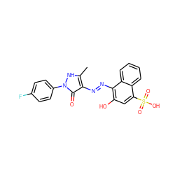 Cc1[nH]n(-c2ccc(F)cc2)c(=O)c1/N=N/c1c(O)cc(S(=O)(=O)O)c2ccccc12 ZINC000169328937