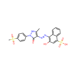 Cc1[nH]n(-c2ccc(S(C)(=O)=O)cc2)c(=O)c1/N=N/c1c(O)cc(S(=O)(=O)O)c2ccccc12 ZINC000169330539