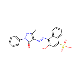 Cc1[nH]n(-c2ccccc2)c(=O)c1/N=N/c1c(O)cc(S(=O)(=O)O)c2ccccc12 ZINC000111386978