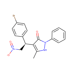 Cc1[nH]n(-c2ccccc2)c(=O)c1[C@@H](C[N+](=O)[O-])c1ccc(Br)cc1 ZINC000005433599