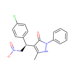 Cc1[nH]n(-c2ccccc2)c(=O)c1[C@@H](C[N+](=O)[O-])c1ccc(Cl)cc1 ZINC000005488197