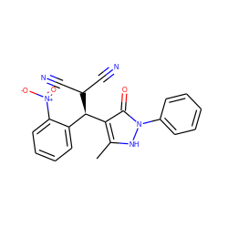 Cc1[nH]n(-c2ccccc2)c(=O)c1[C@@H](c1ccccc1[N+](=O)[O-])C(C#N)C#N ZINC000100530019