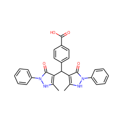 Cc1[nH]n(-c2ccccc2)c(=O)c1C(c1ccc(C(=O)O)cc1)c1c(C)[nH]n(-c2ccccc2)c1=O ZINC000013136957