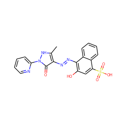 Cc1[nH]n(-c2ccccn2)c(=O)c1/N=N/c1c(O)cc(S(=O)(=O)O)c2ccccc12 ZINC000169324903