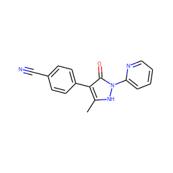 Cc1[nH]n(-c2ccccn2)c(=O)c1-c1ccc(C#N)cc1 ZINC000043199959