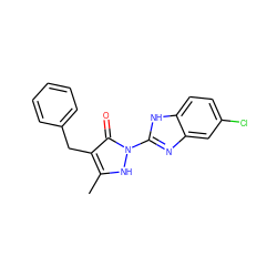 Cc1[nH]n(-c2nc3cc(Cl)ccc3[nH]2)c(=O)c1Cc1ccccc1 ZINC000169330061