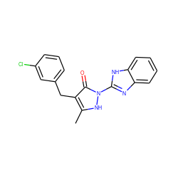 Cc1[nH]n(-c2nc3ccccc3[nH]2)c(=O)c1Cc1cccc(Cl)c1 ZINC000137722085