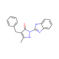 Cc1[nH]n(-c2nc3ccccc3[nH]2)c(=O)c1Cc1ccccc1 ZINC000095346307