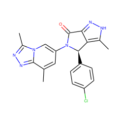 Cc1[nH]nc2c1[C@@H](c1ccc(Cl)cc1)N(c1cc(C)c3nnc(C)n3c1)C2=O ZINC000220281713